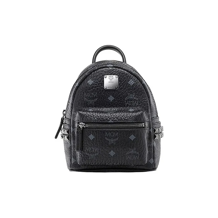 MCM Stark Bebe Boo Backpack Visetos Side Studs X Mini Black-0