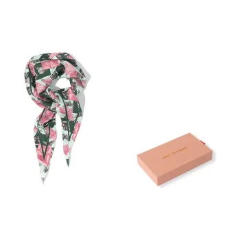 LOST PATTERN Silk Scarves Women's Blue Green/Pitch Black/Orange Yellow, Women's