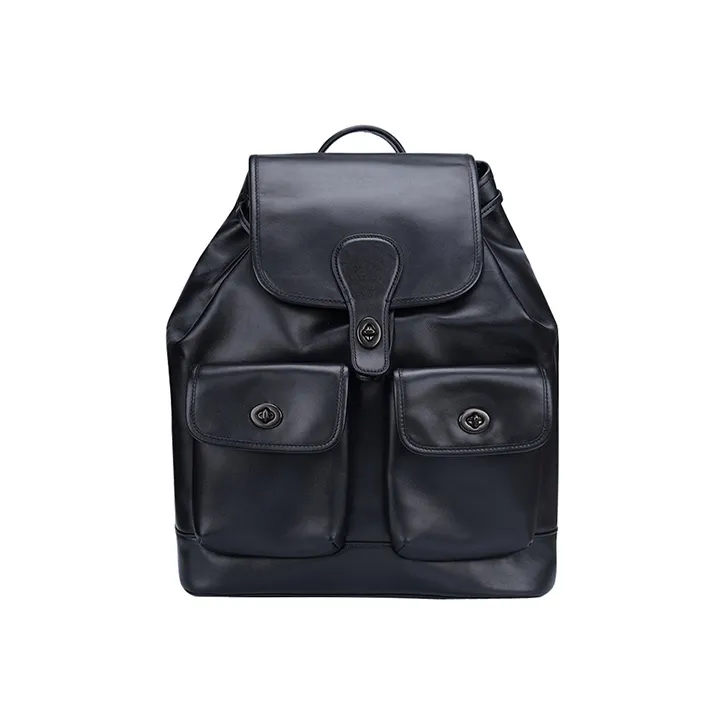COACH Heritage Leather Backpack Large Size Men's Black-0