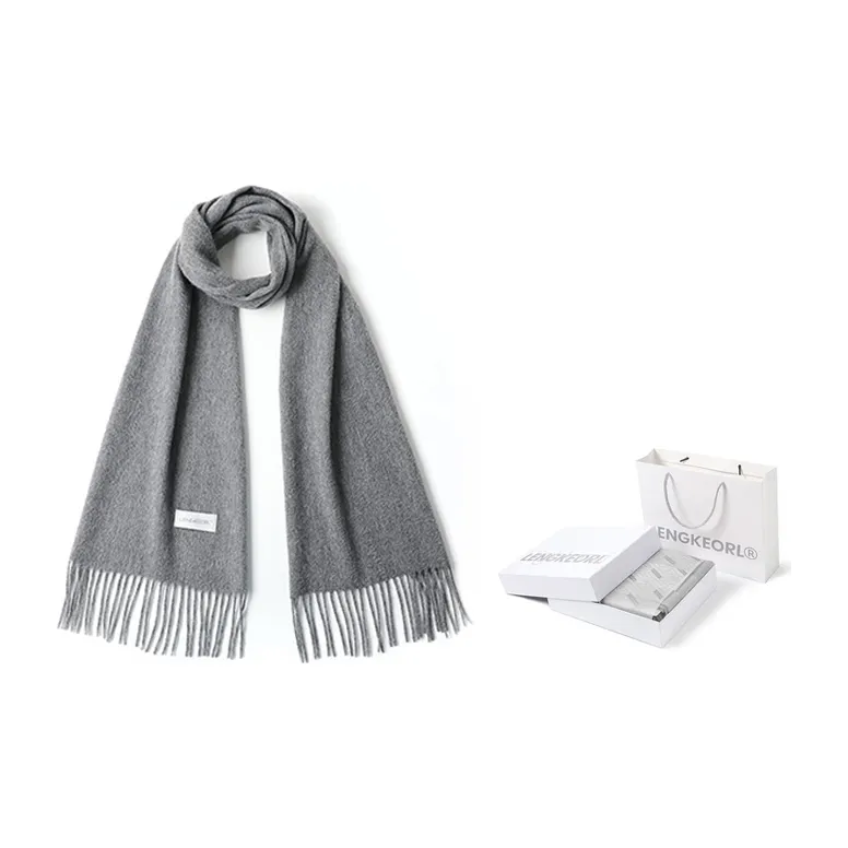 LENGKEORL Wool Knit Scarves Unisex Red-7