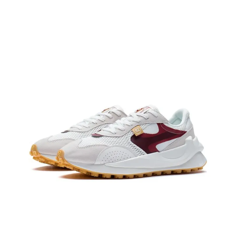 LiNing Square Radius Cushioning Anti-Slip And Wear-Resistant Low-Top Sports Casual Shoes Men's White Red-2