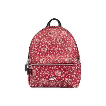 COACH Canvas With Leather Backpack Medium Size Women's Red