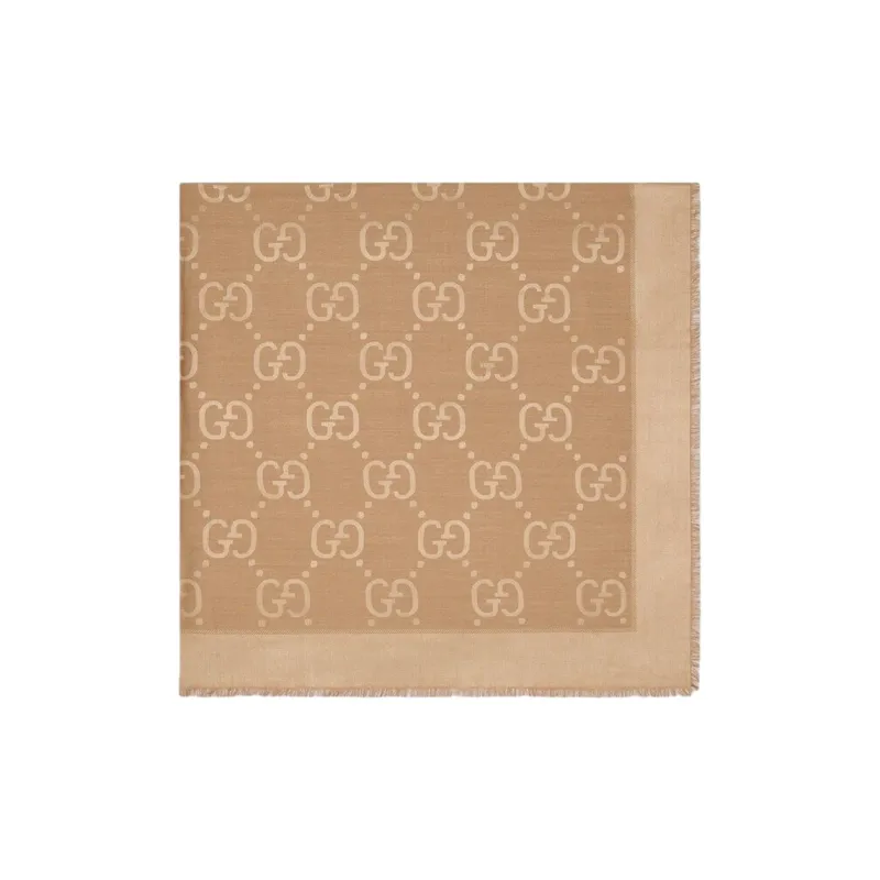 GUCCI Gg Jacquard Frayed-Edge Shawl-1