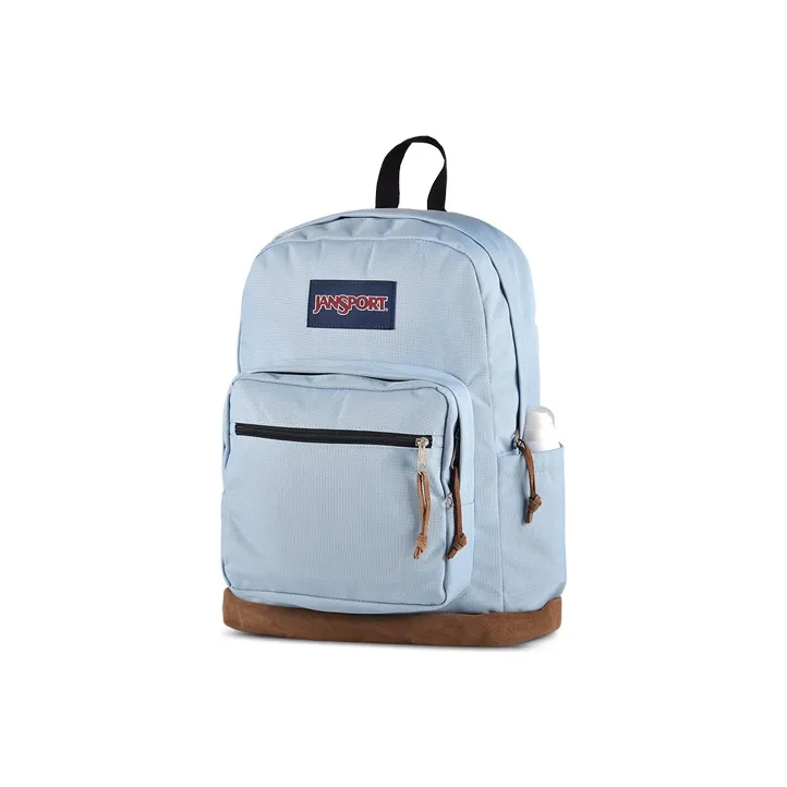 JanSport Leather Backpack Medium Size Unisex Haze Blue-1