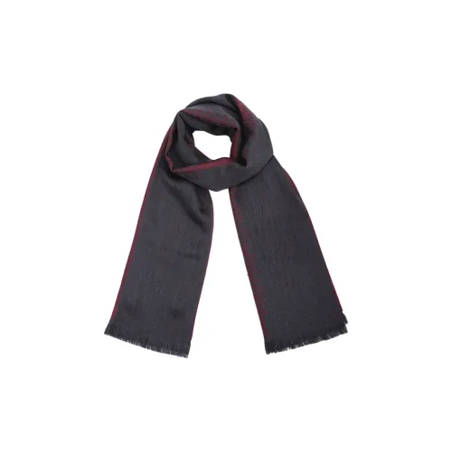 EMPORIO ARMANI Knit Scarves Men Gray With Burgundy