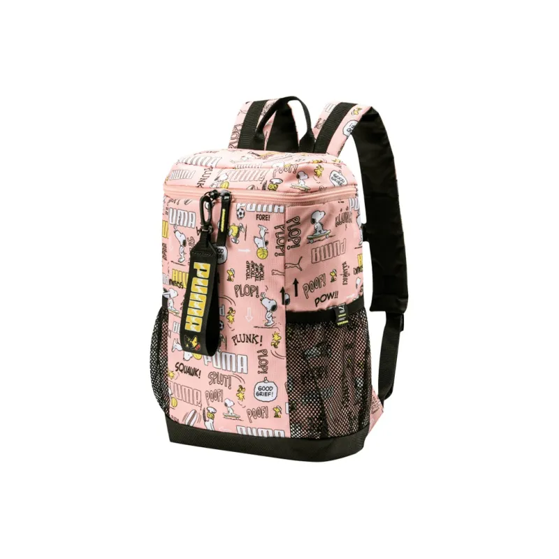 PUMA PEANUTS Snoopy Collaboration Fabric Backpack Small Size Unisex Pink-1