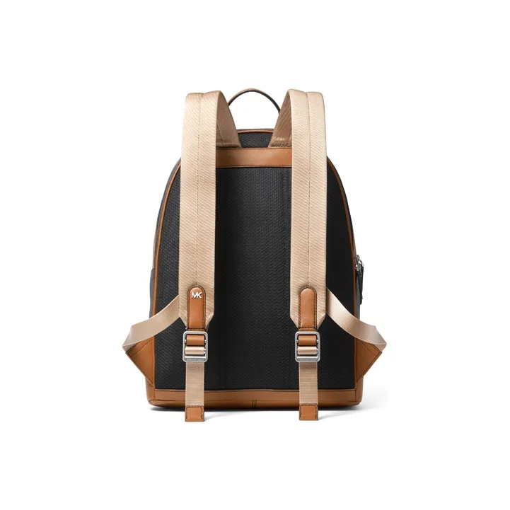 MICHAEL KORS Hudson Textile Artificial Leather Backpack Men's Dark Brown/Leather Brown/White/Orange-2
