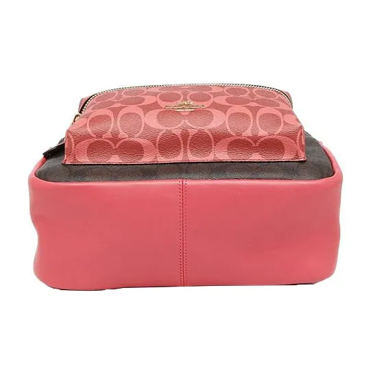 COACH Charlie PVC Backpack Medium Size Women's Red/Pink & Black/Brown-3