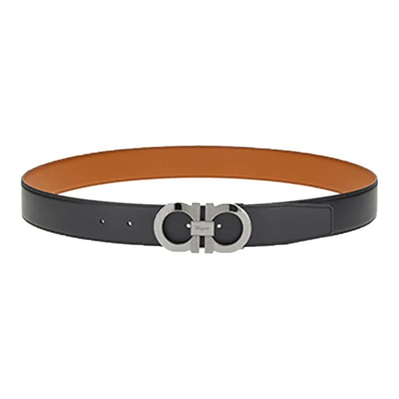 Ferragamo Reversible And Adjustable Gancini Belt Ruthenium-0