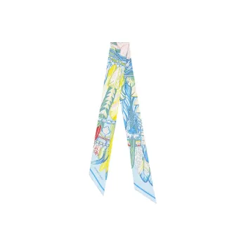 HERMES Silk Scarves Unisex Blue Yellow