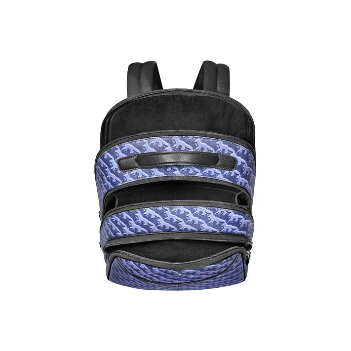 MONTBLANC Leather Backpack Medium Size Men's Blue-2