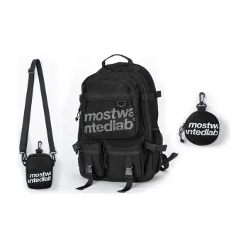 MostwantedLab Polyester Backpack Large Size Unisex Black