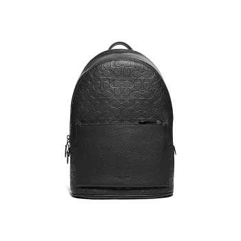 COACH Metropolitan Leather Backpack Large Size Men's Pure Black