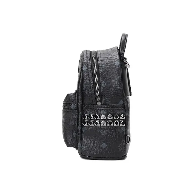 MCM Stark Bebe Boo Backpack Visetos Side Studs X Mini Black-2