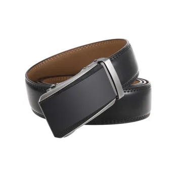 BAIJUAN Matte Screw Thread Trim Men's Automatic Buckle Casual, Black, Width 3.5CM Leather Belts Men's