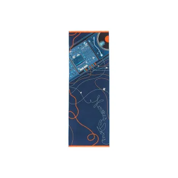 HERMES Silk Scarves Men Marine Blue/Orange/Blue