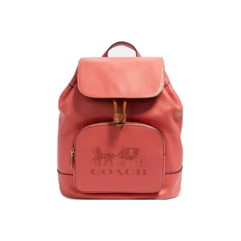 COACH Jes Grained Calfskin Backpack Medium Size Women's Orange Pink