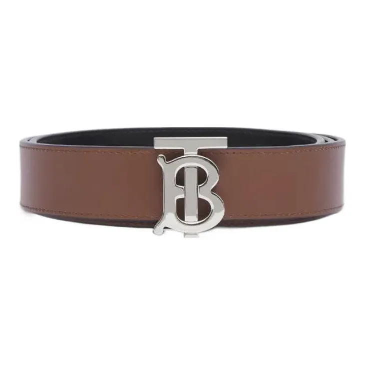 Burberry Monogram-buckle Reversible Leather Belt-3