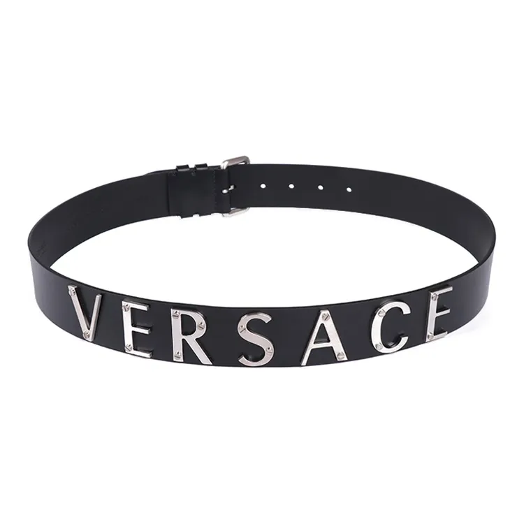 VERSACE Leather Belts Men Black-2