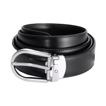 MONTBLANC Leather Belts Men's Black Width 3cm