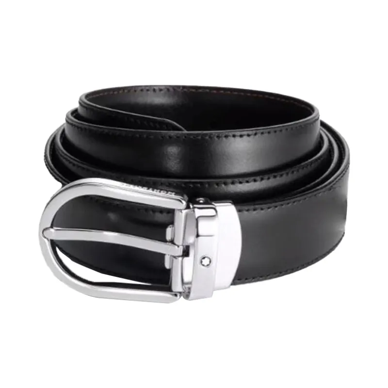 MONTBLANC Leather Belts Men's Black Width 3cm-0