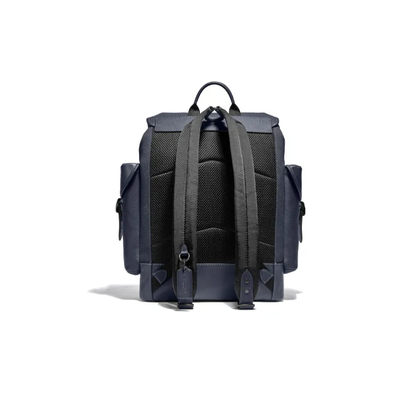COACH Hitch Canvas With Leather Travel Bag Backpack Large Size Men's Blue-2
