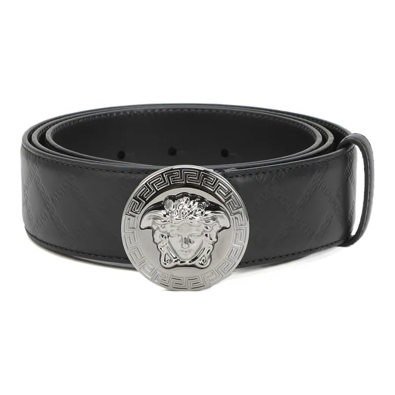 VERSACE Leather Belts Men Black-0