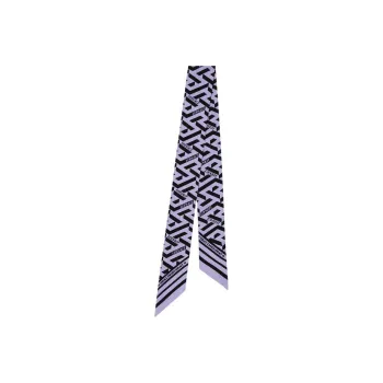 VERSACE La Greca Silk Scarves Unisex Light Purple