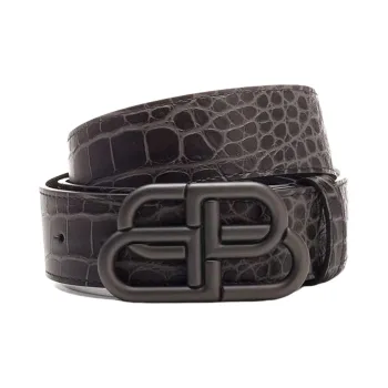 Balenciaga Croc Embossed Bb Logo Belt