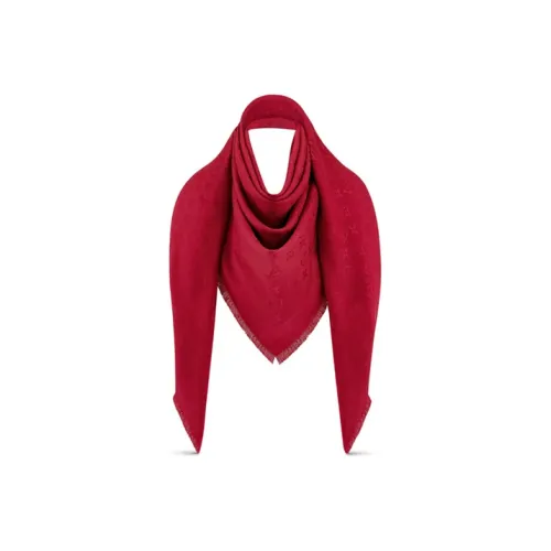LOUIS VUITTON Silk, Wool Knit Scarves Women's Red
