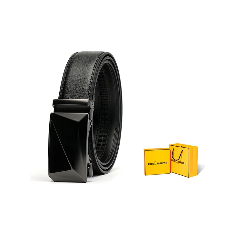 FREE RABBITⅡ 3D Effect Automatic Buckle Belt-Business Trendy Belt Men's Black-2