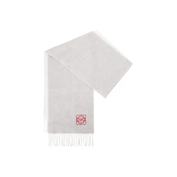 LOEWE Wool Knit Scarves Unisex White/Gray