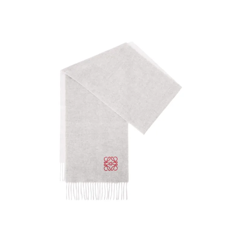LOEWE Wool Knit Scarves Unisex White/Gray-0