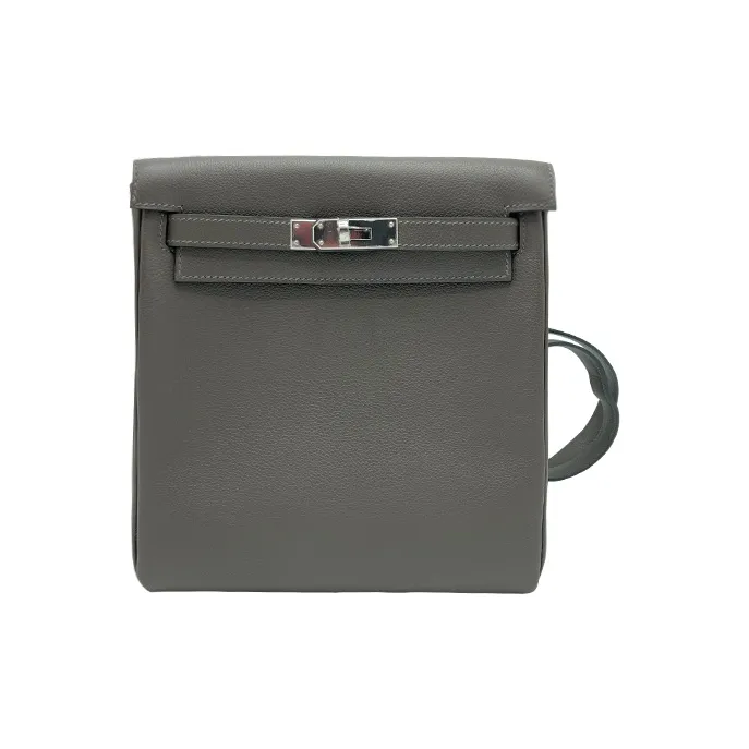HERMES Kelly Ado Evercolor Leather Backpack Unisex Forest Green-0