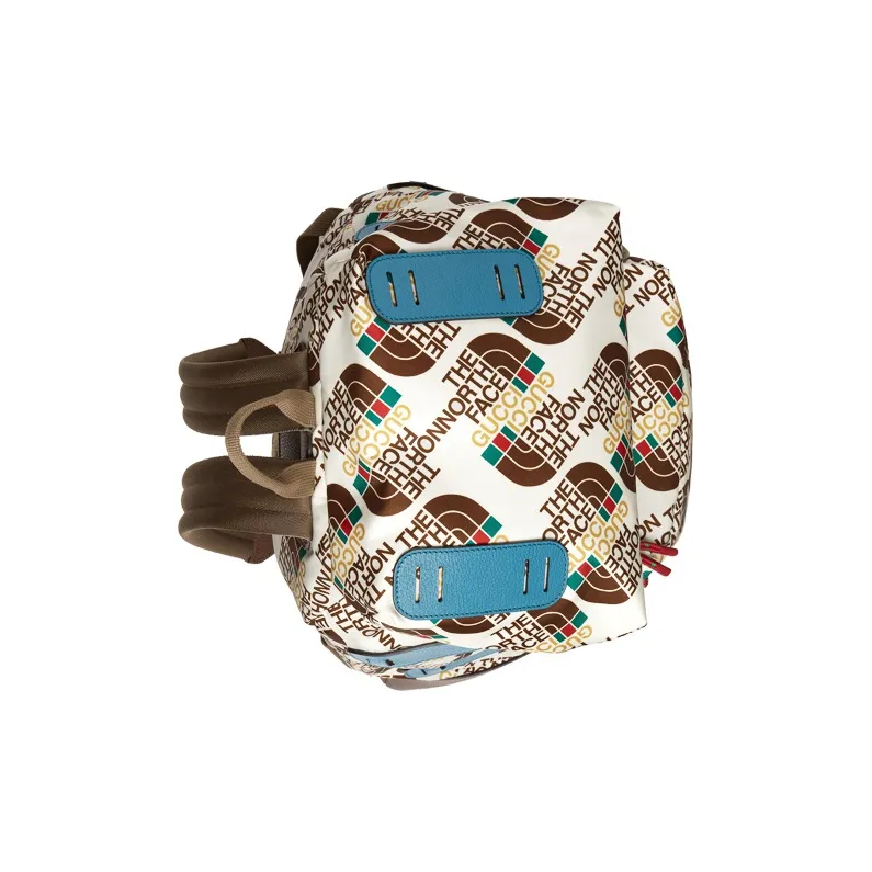 GUCCI The North Face Collaboration Nylon With Leather Double Pocket Backpack Unisex White-14