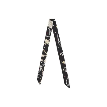 HERMES Silk Scarves Women's Black/Beige Rose/Multicolor