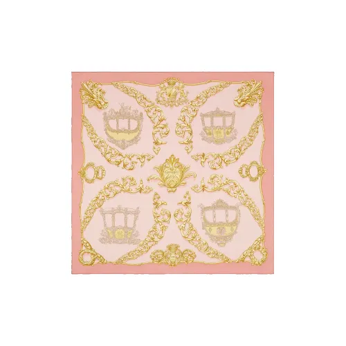 HERMES Silk Scarves Women's Gold/Pink