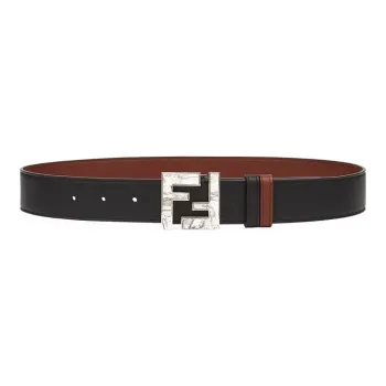 FENDI Leather Belts Unisex Black/Red Brown