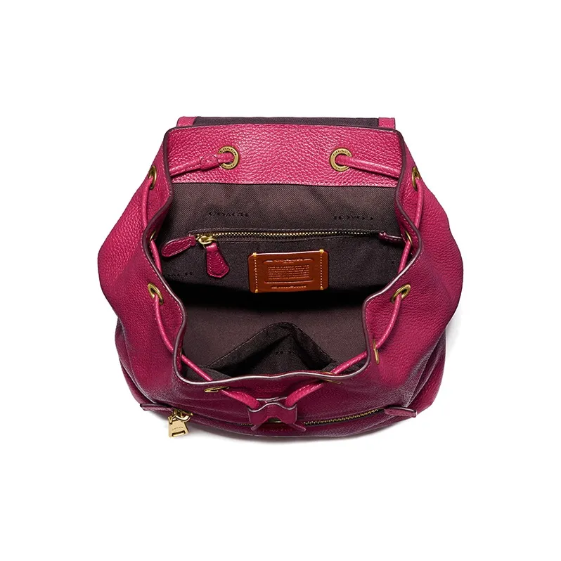 COACH Evie Leather Backpack Small Size Women's Rose Red-2