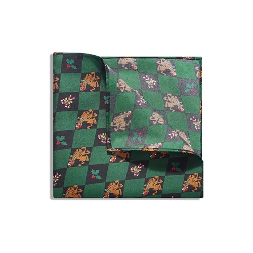 GIEVES CHARLES Silk Scarves Men Christmas Puppy Square Towel