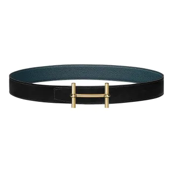 HERMES Chaine D'Ancre To Go Leather Belts Women's Black/Prussian Blue