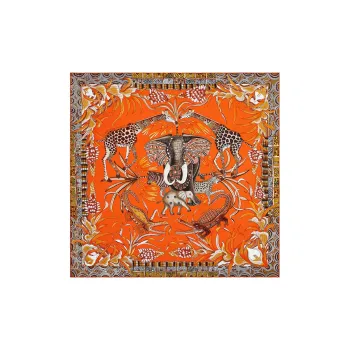 HERMES La Marche Du Zambeze Silk Scarves Women's