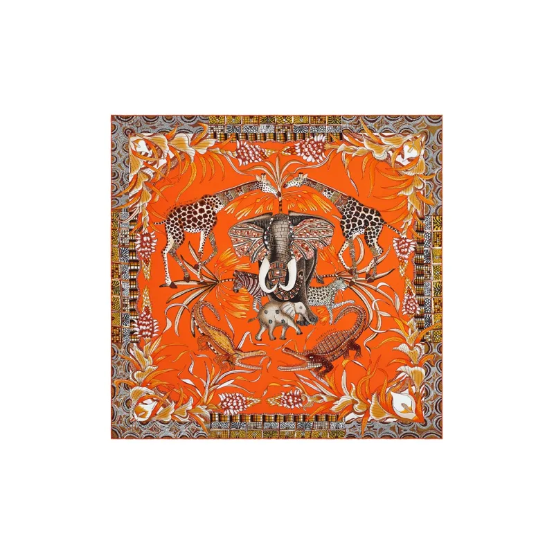 HERMES La Marche Du Zambeze Silk Scarves Women's-0