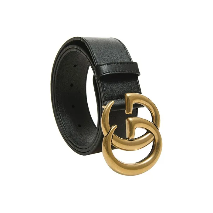 GUCCI GG Gold Plate Buckle Belt Unisex Width  4cm-3