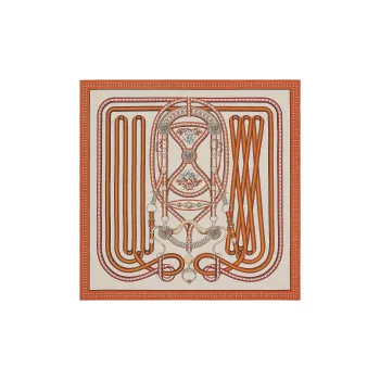 HERMES Shawls Women's Orange/Natural/Red Brown