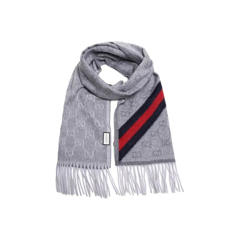 GUCCI Knit Scarves Unisex Light Gray-0