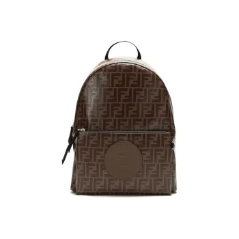 FENDI Coated Canvas With Leather Backpack Regular Men's Brown