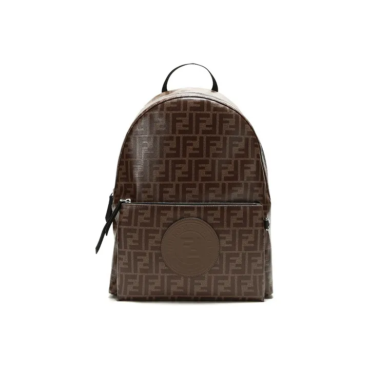 FENDI Coated Canvas With Leather Backpack Regular Men's Brown-0
