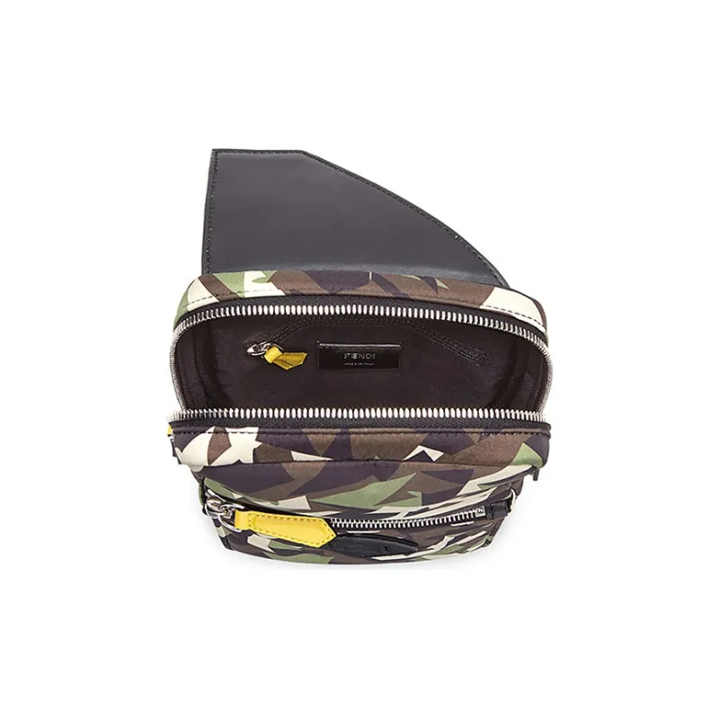 FENDI Nylon With Leather Sling Bag Shoulder Bag Crossbody Bag Men's Multicolor-3