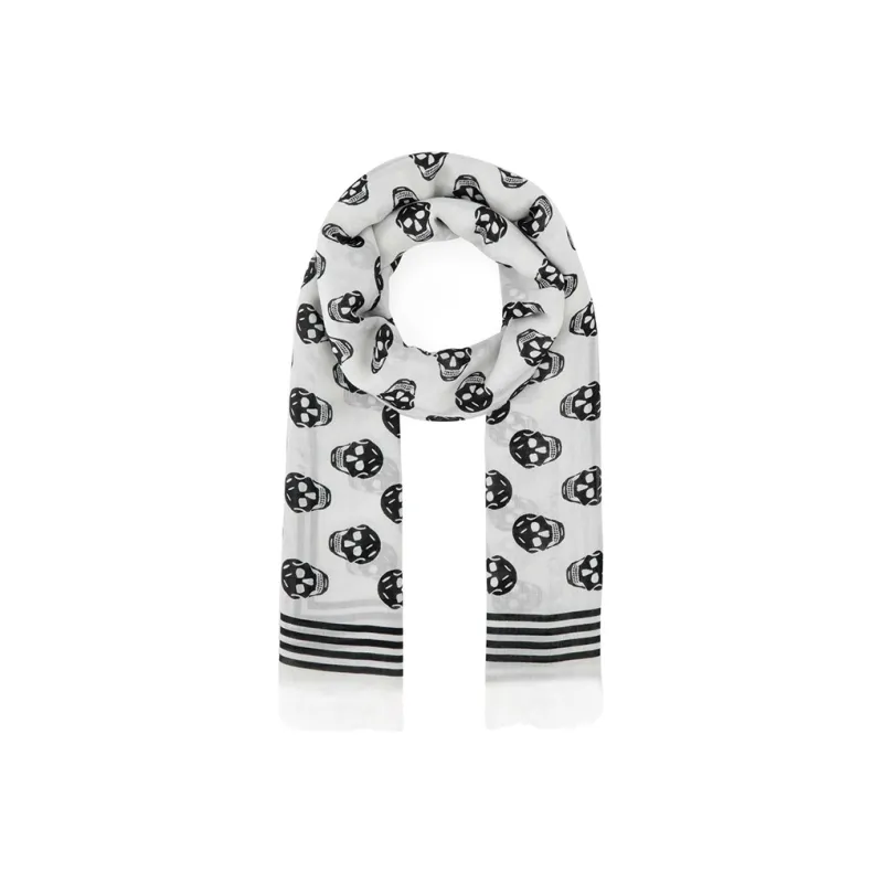 Alexander McQueen Skull Printed Fringed Scarf-1